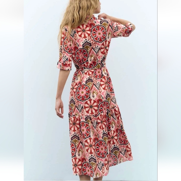 ❌️SOLD❌️ZARA PRINTED BELTED DRESS SIZE L - Picture 11 of 13